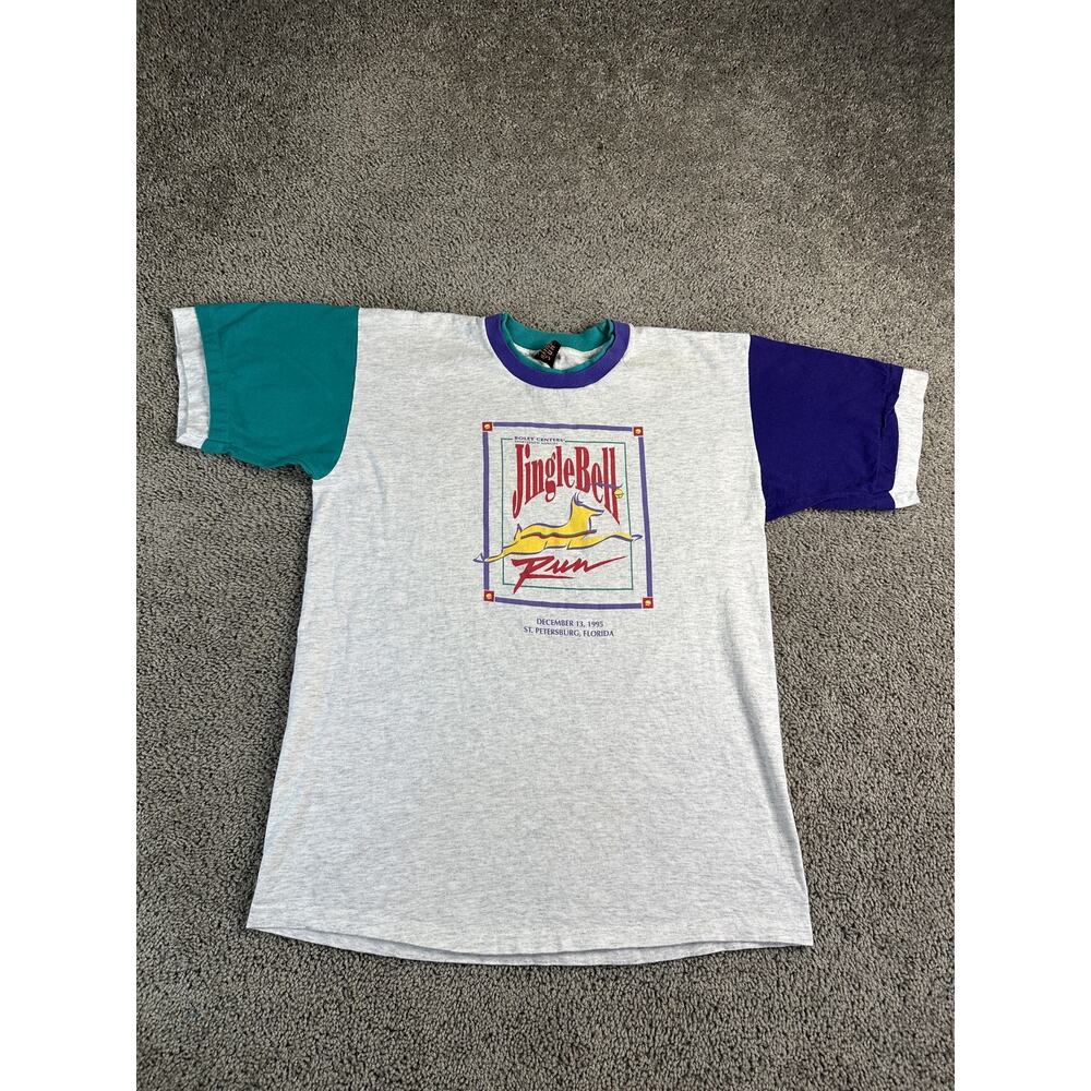 Vintage Jingle Bell Run Shirt Mens Large 1995 St Petersburg Florida Event 90s